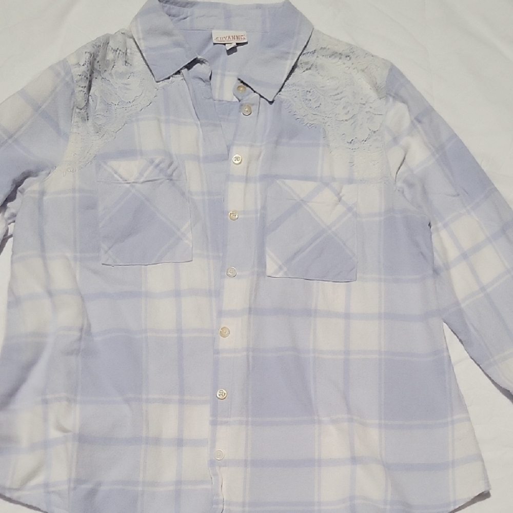 Shyanne Blue Plaid Button Down Shirt
